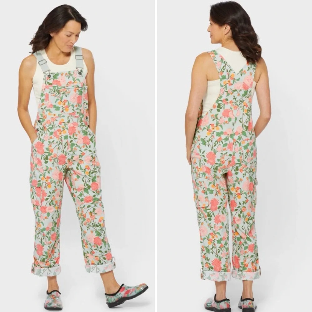 NWT Duluth XXL x31L Heirloom Gardening Bib Overalls Mint Summer Dahlia Bibs Farm - Picture 9 of 9